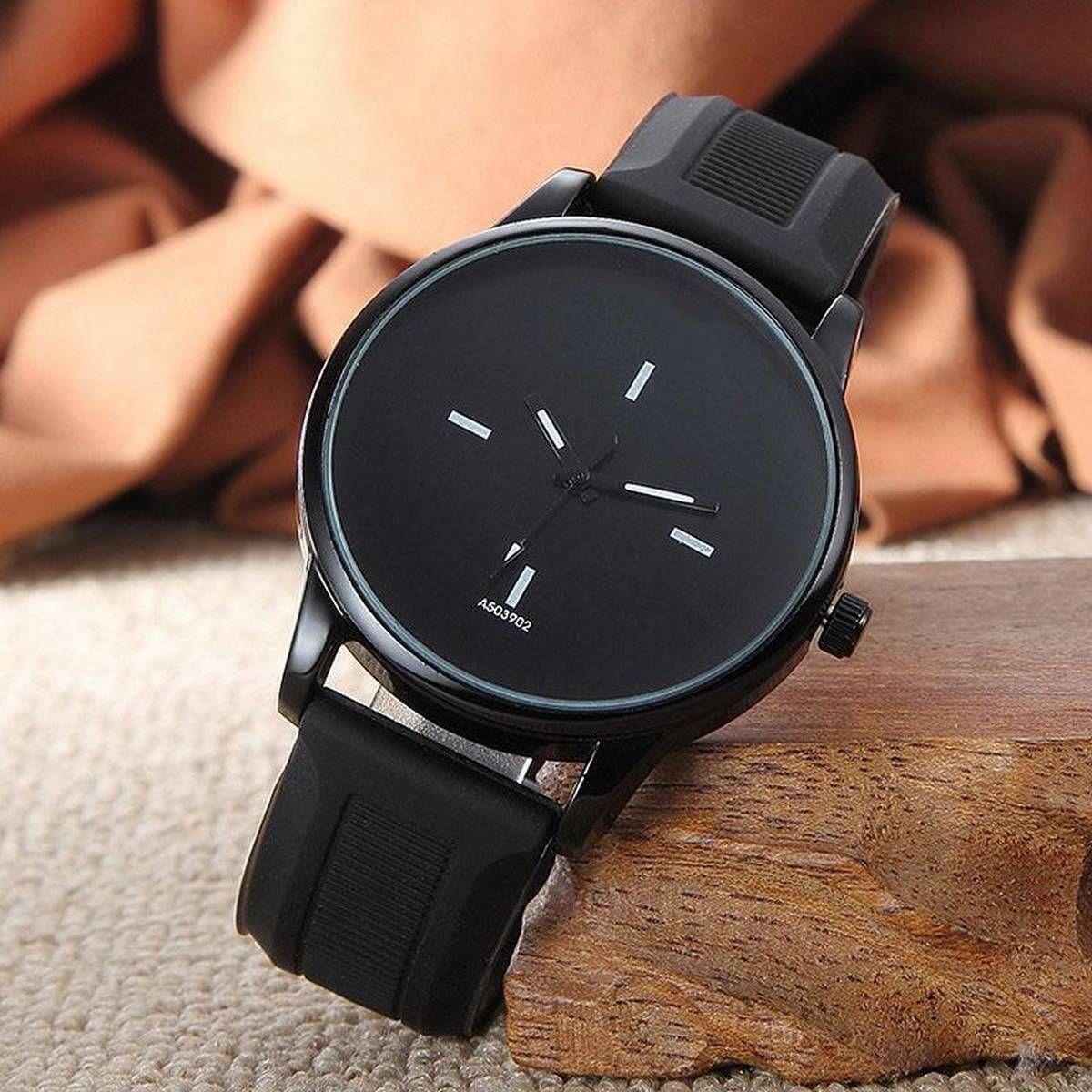 Men Simple Big Dial Delicate Quartz Casual Wristwatch - intl
