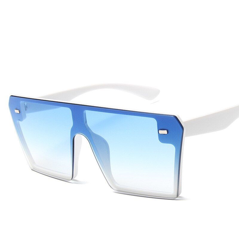 White2020 Oversize Square Sunglasses Women Fashion Flat Top Gradient Sun glasses Men Rimless Large Frame Oculos UV400 Points