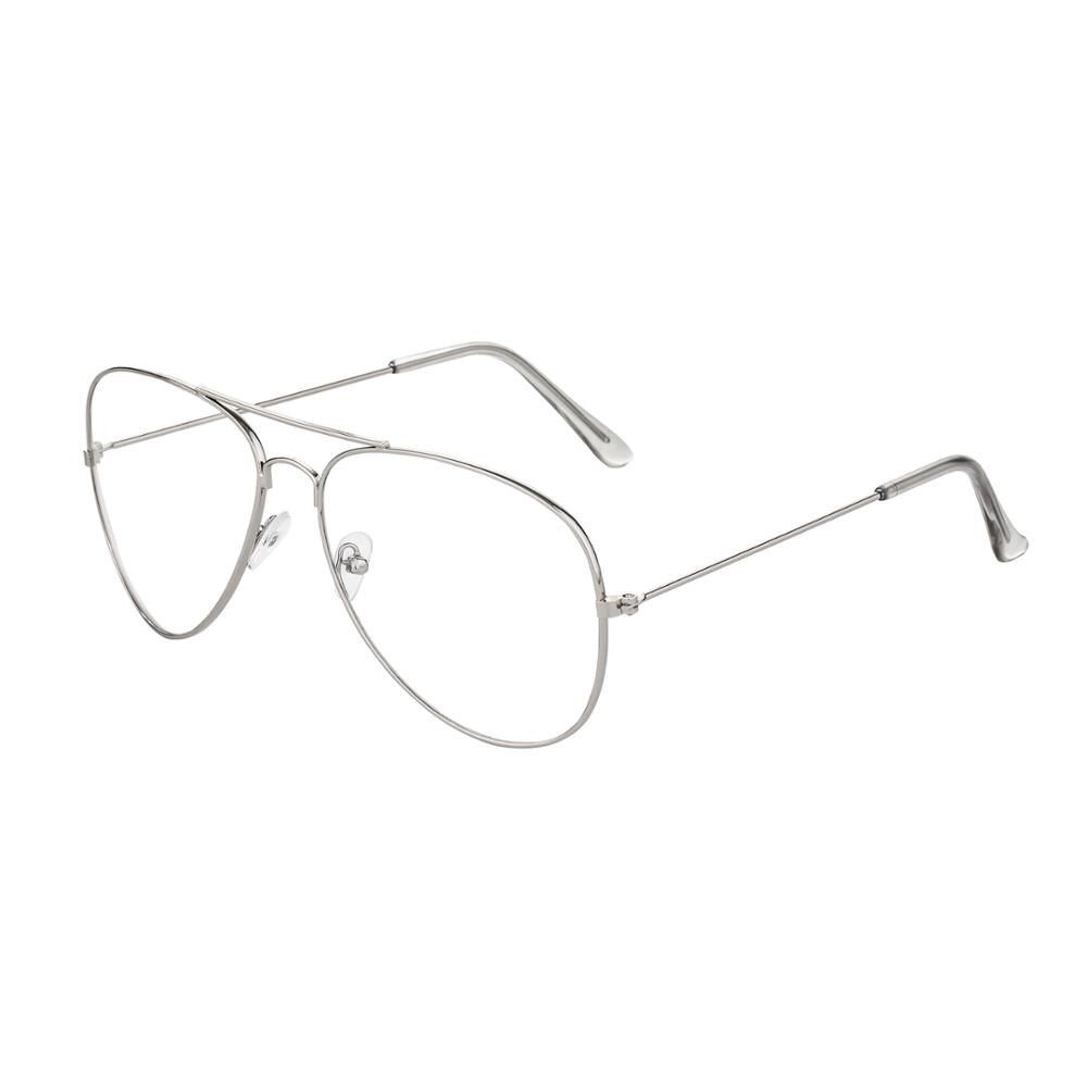 SilverLatest Aviation Alloy Metal Frame Sunglasses Classic Optics Eyeglasses Transparent Clear Lens Women Men Eye glasses Optical