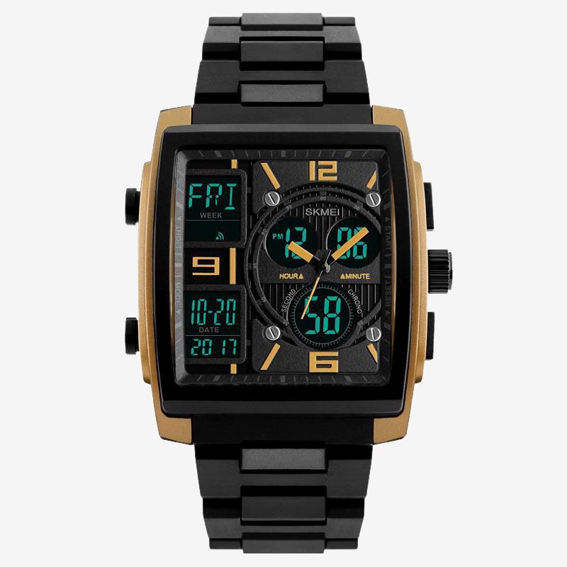 SKMEI Fashion Sports Square Digital Dual Display Countdown Chrono Waterproof Watch For Men 1274