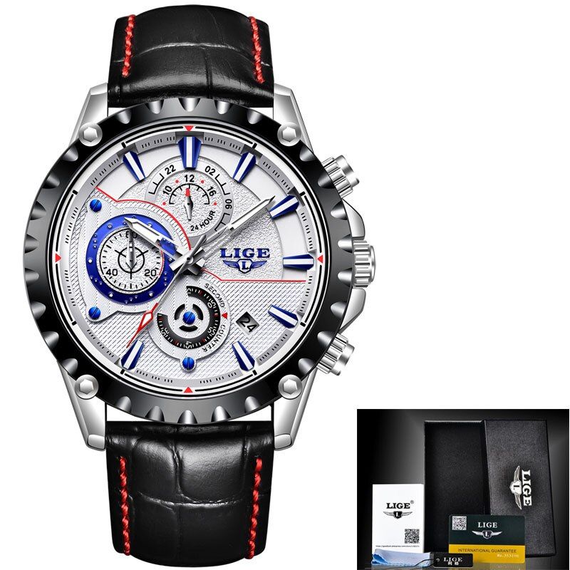 LIGE Watch Men Fashion Quartz Mens Watches Top Brand Luxury Leatherproof Sports