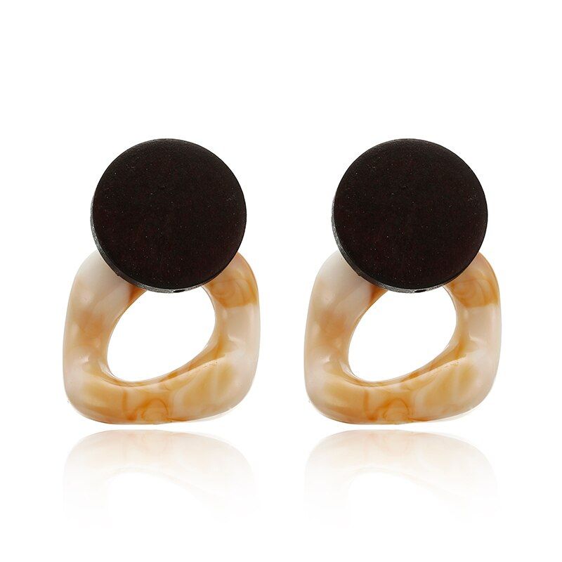 2019 Vintage Handmade Wooden Big Earring Straw Weave Drop Earrings Geometric Acrylic Long Earrings Wedding party Fashion jewelry