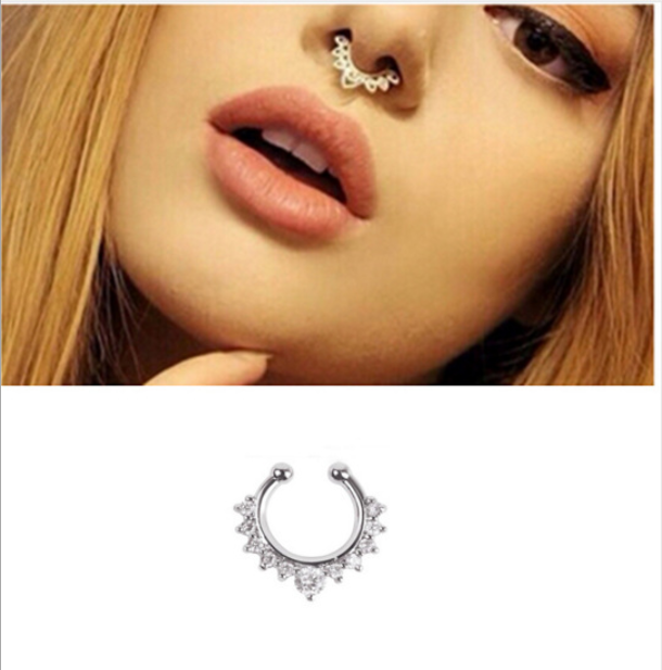 Women Fake Nose Pin  (1 Pc)-Golden