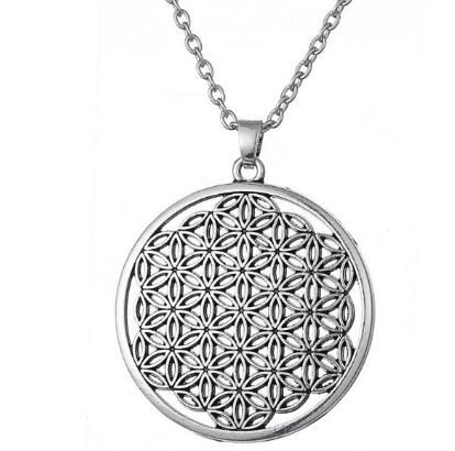 Teamer Flower of Life Talisman Amulet Knot Pendant Necklace for Woman/Man Wicca Round Necklace
