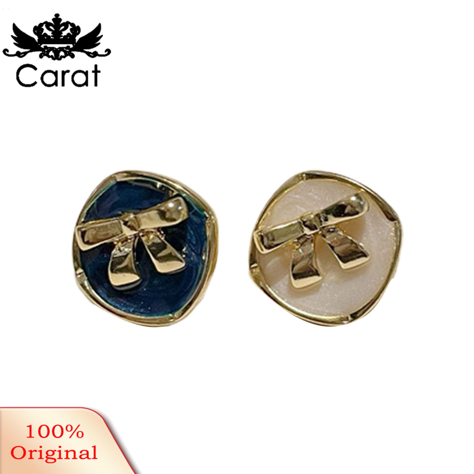 Carat 1 Pair Ear Drop Lovely Contrast Color Alloy Bow-knot Ear Stud for Gift