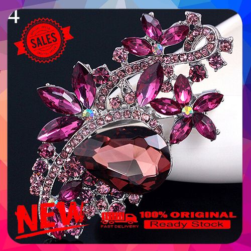 Waterdrop Flower Brooch Pin Rhinestone Crystal Brooches Bouquet Wedding Jewelry