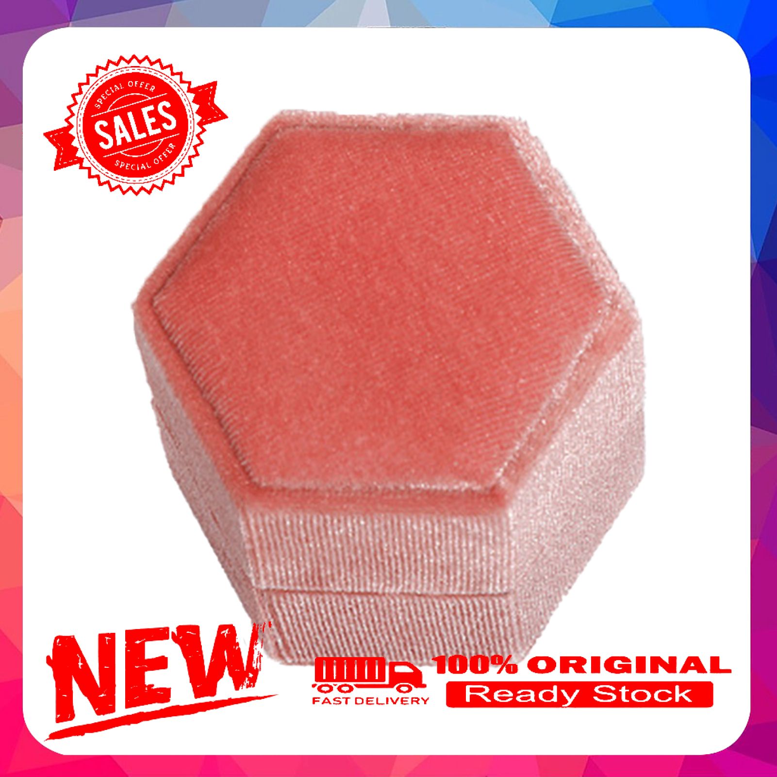 Ring Holder Hexagon Satin Cloth Edges Convenient Wrinkle-free Soft Luster Jewelry Box for Home