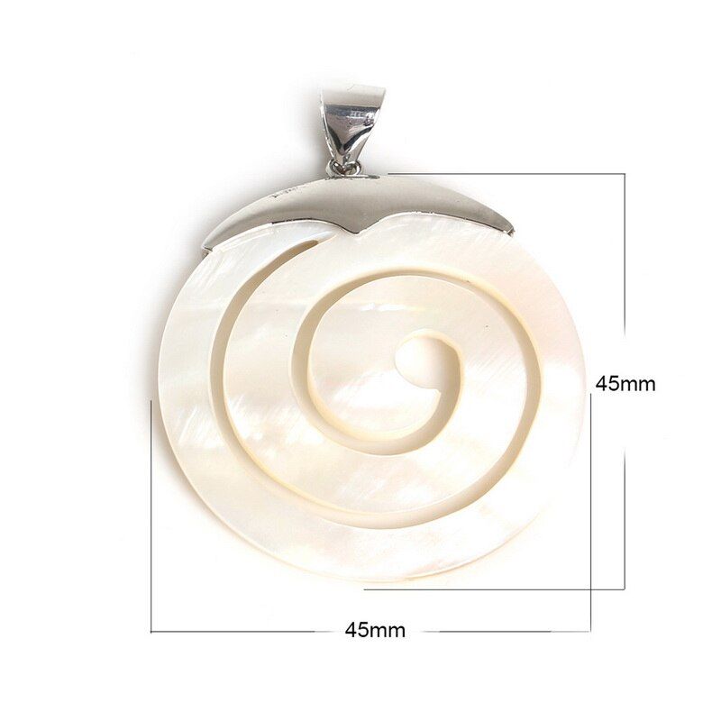 45mm Carved Hollow Out Natural Mother of Pearl White&Black Shell Pendant Necklace Pendant for Jewelry Fingings Making