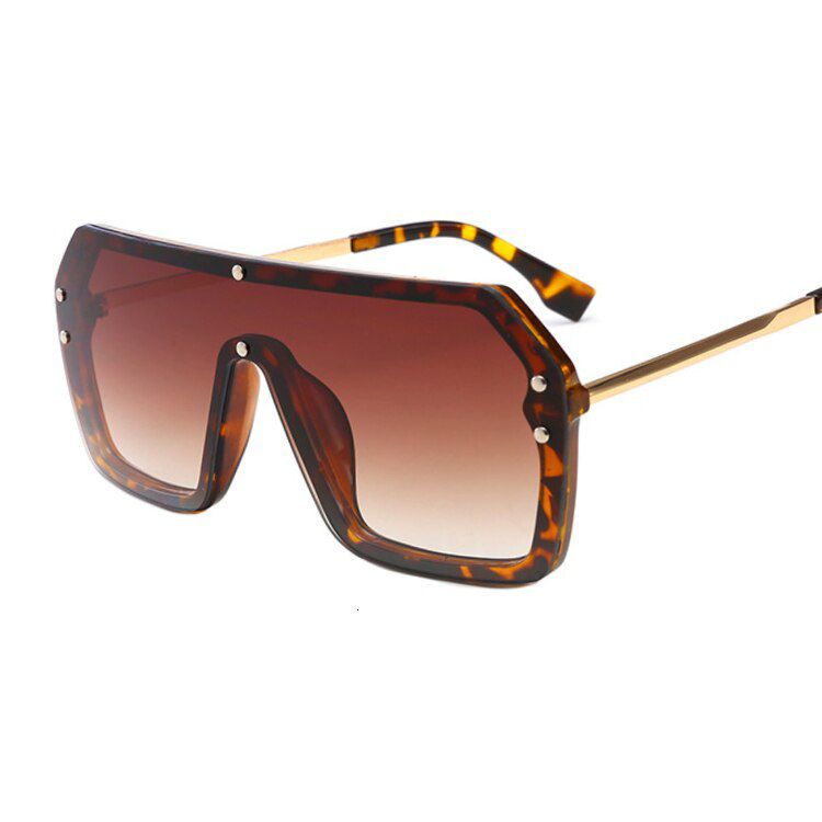 Leopard BrownOversized Shield Sunglasses Women Vintage Goggle Brown Brand Gradient Driving Sun Glasses Female UV400 De Sol Mujer