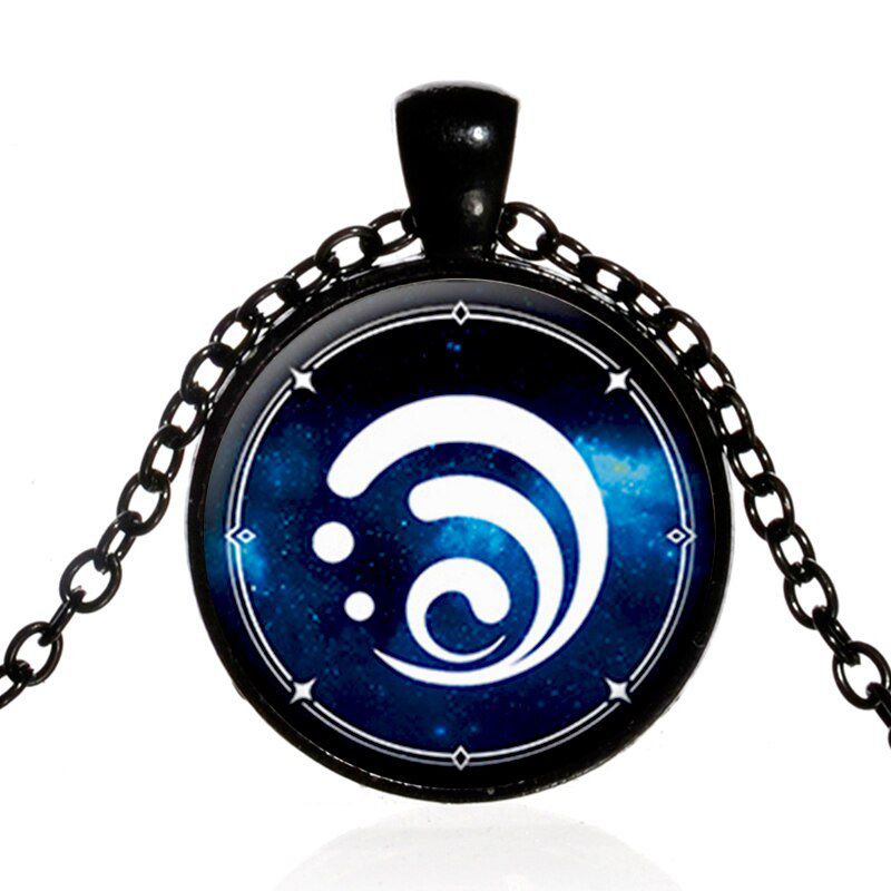 Game Genshin Impact Pendant Necklace Vintage Time Eye of God Glass Cabochon Women Jewelry  for Men