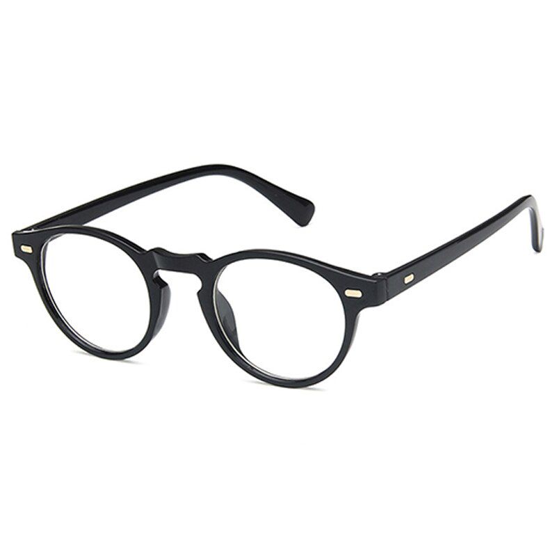 Retro Small Round Men Sunglasses Women Fashion Rice Nail Full Frame Driving Sun Glasses G15 Leopard Shades for Male Female-Black Clear