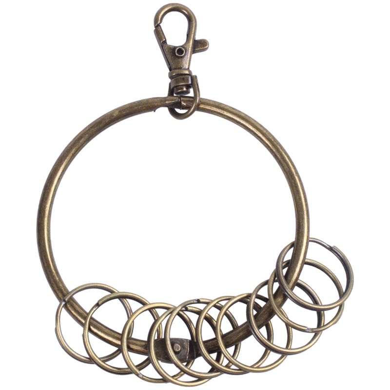 Bronze Tone Carabiner Prisoner Keyring 10 Loops Key Chain Ring 7.6cm