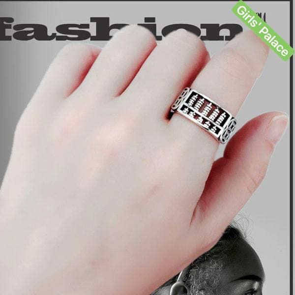 925 plain silver lucky abacus bead ring for men and women with rich personalities opening ring transfer jewelry (Girls' Palace)