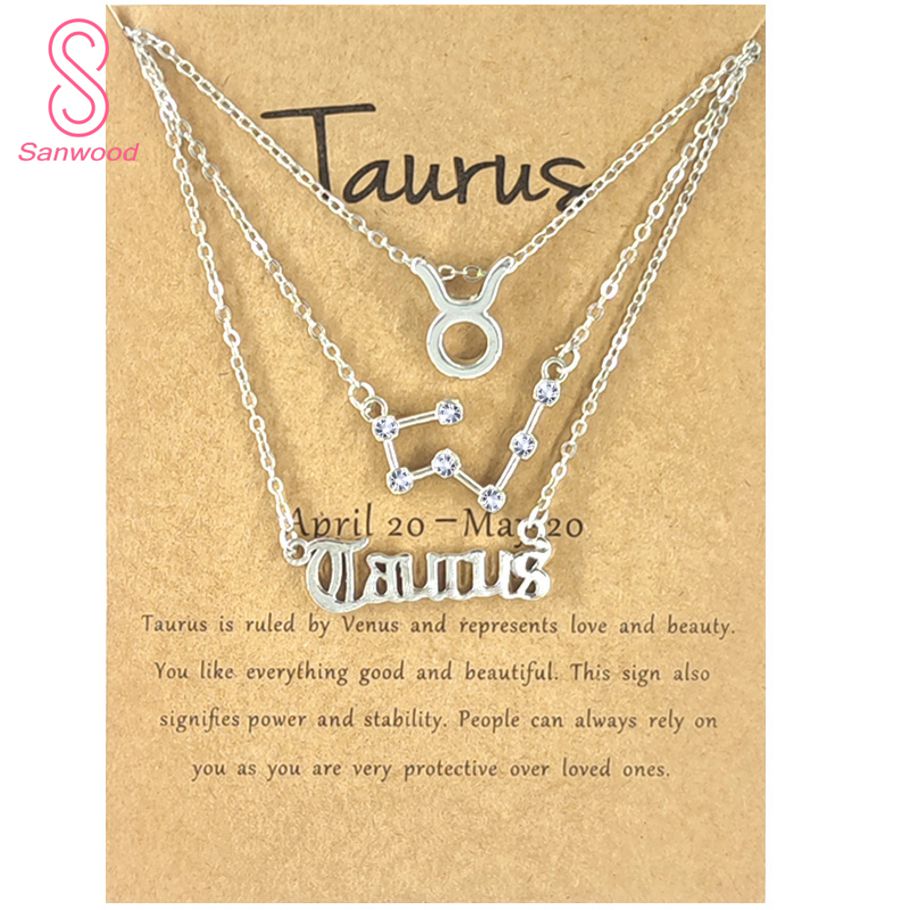 Women Necklaces Letters Rhinestone Constellation Necklaces