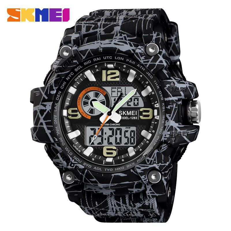 SKMEI Top Brand Luxury Sport Watch Men 5Bar Waterproof Quartz Watches Dual Display Wristwatches relogio