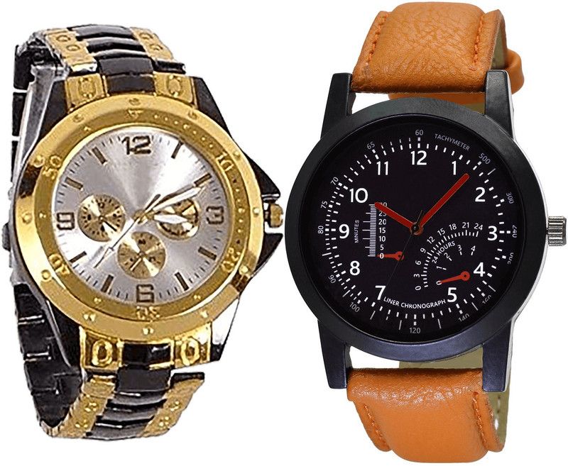 combo watch Analog Watch - For Girls Best Stylish Analogue Black And Brown Color Boys And Men Watch - B73-B29 (Combo Of 2 )
