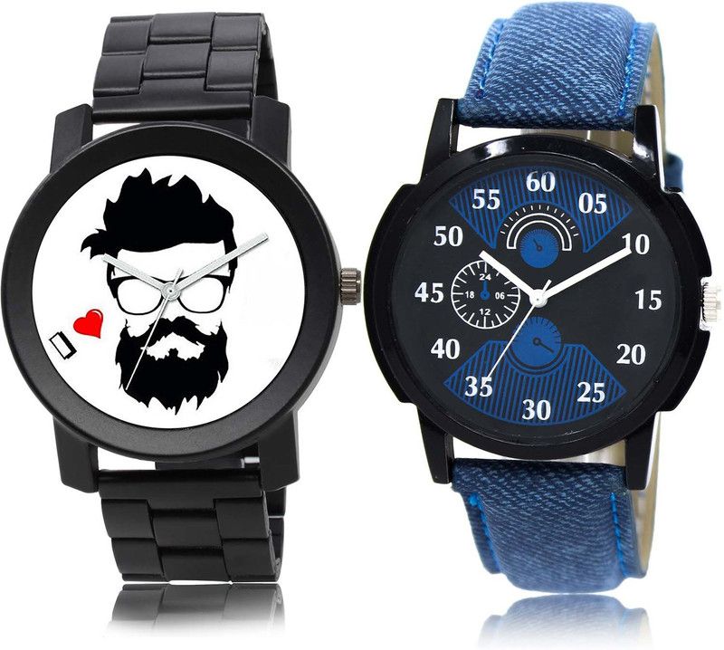 combo watch Analog Watch - For Men Contemporary Present Beard Style Chain Watch Watch - B824-BL46.2