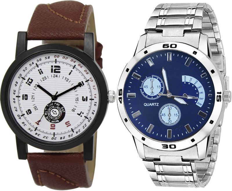 combo watch Analog Watch - For Girls Modish Formal Analogue Brown And Silver Color Boys And Men Watch - BL46.11-B84 (Combo Of 2 )