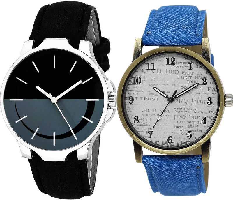 combo watch Analog Watch - For Girls Classical Fashionable Analogue Black And Blue Color Boys And Men Watch - B111-BL46.28 (Combo Of 2 )