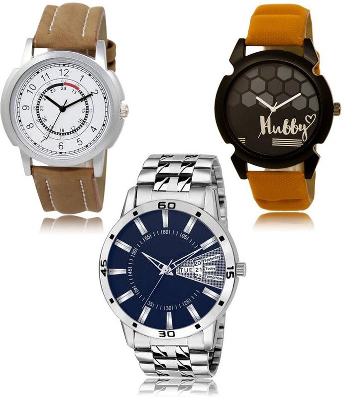 Stylish Attractive Professional Designer Combo Analog Watch - For Men LR-17-32-102 Hot Selling Premium Quality Collection Latest Set of 3