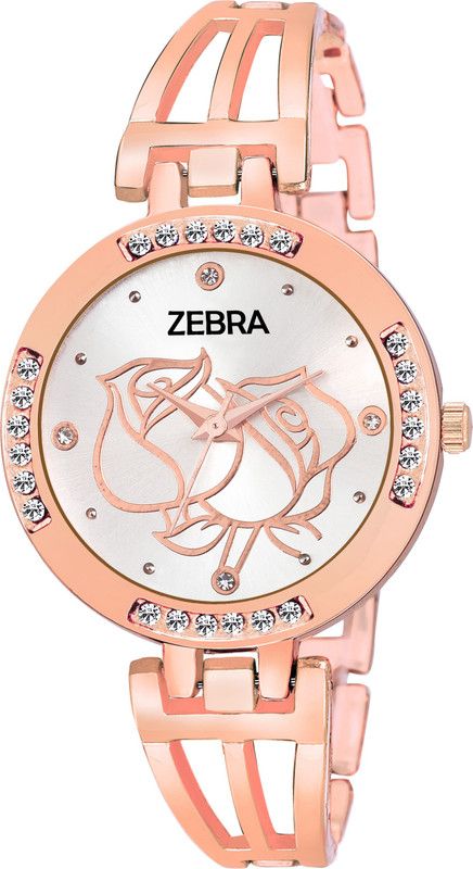Analog Watch - For Girls New Designer Rose Print RoseGold Dial RoseGold Chain Belt bracelet Analog Watch For Girls & Women ZB-534