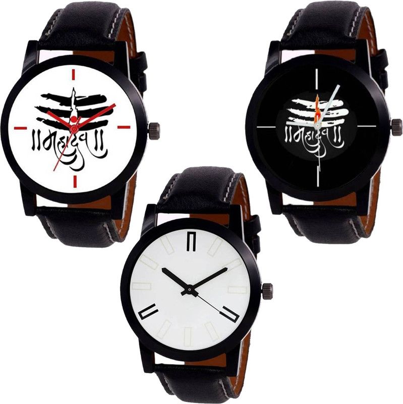 Analog Watch - For Men & Women Combo Pack 3 Best Stylish Designer Leather Belt Watch For Boys & Girls ZB-N32