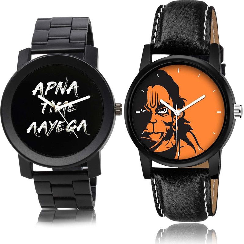 combo watch Analog Watch - For Boys Classical Style Apna Time Aayega Chain Watch And Hanuman Black Color Boys And Men Watch - B415-B26 (Combo Of 2 )