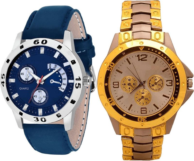 combo watch Analog Watch - For Girls Brand New Present Analogue Blue And Silver Color Boys And Men Watch - B56-B74 (Combo Of 2 )
