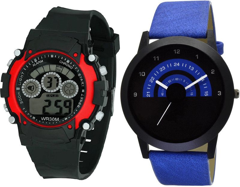 combo watch Analog Watch - For Girls Contemporary Quartz Kids Analogue Black And Blue Color Boys And Men Watch - B5-B47 (Combo Of 2 )