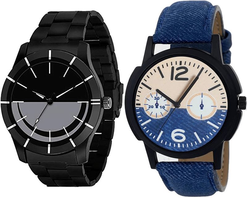 combo watch Analog Watch - For Girls Contemporary Collection Analogue Black And Blue Color Boys And Men Watch - B108-B10 (Combo Of 2 )