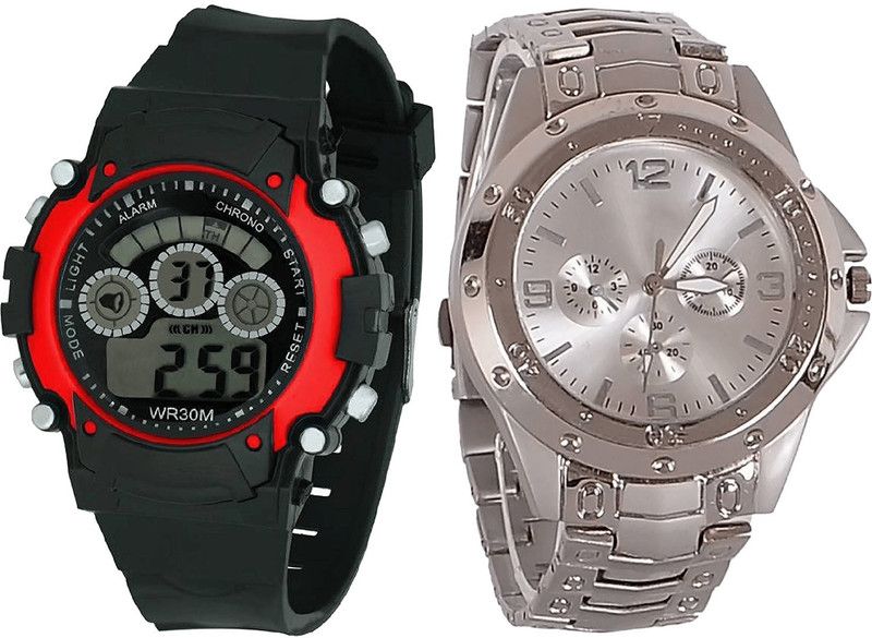 combo watch Analog Watch - For Girls Modish Fancy Kids Analogue Black And Silver Color Boys And Men Watch - B5-B72 (Combo Of 2 )
