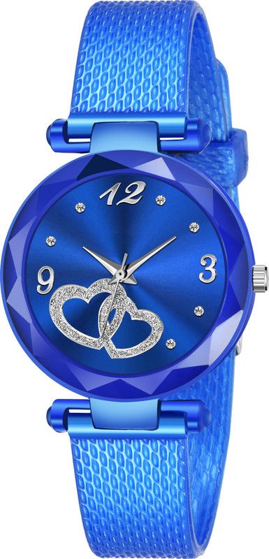Analog Watch - For Girls Blue Heart Dial Designer PU strap Analogue Watch for girl or woman