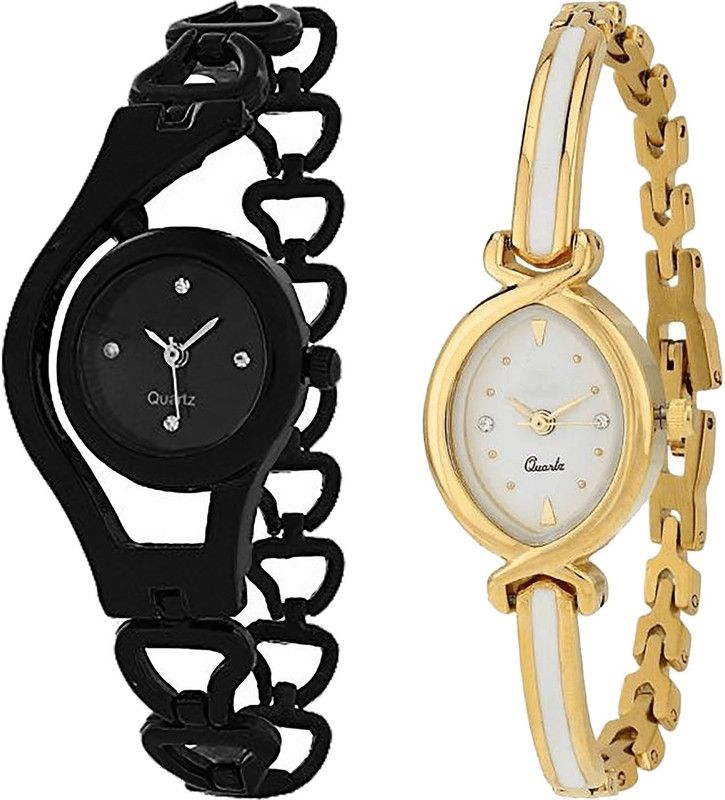 Analog Watch - For Girls Contemporary Fancy Chain Black And Gold Color Combo Watch (G68-G123) For Girls And Women