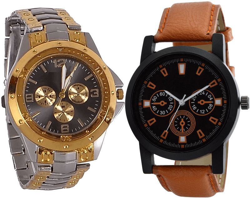 combo watch Analog Watch - For Girls Contemporary Quartz Analogue Silver And Brown Color Boys And Men Watch - B76-B31 (Combo Of 2 )