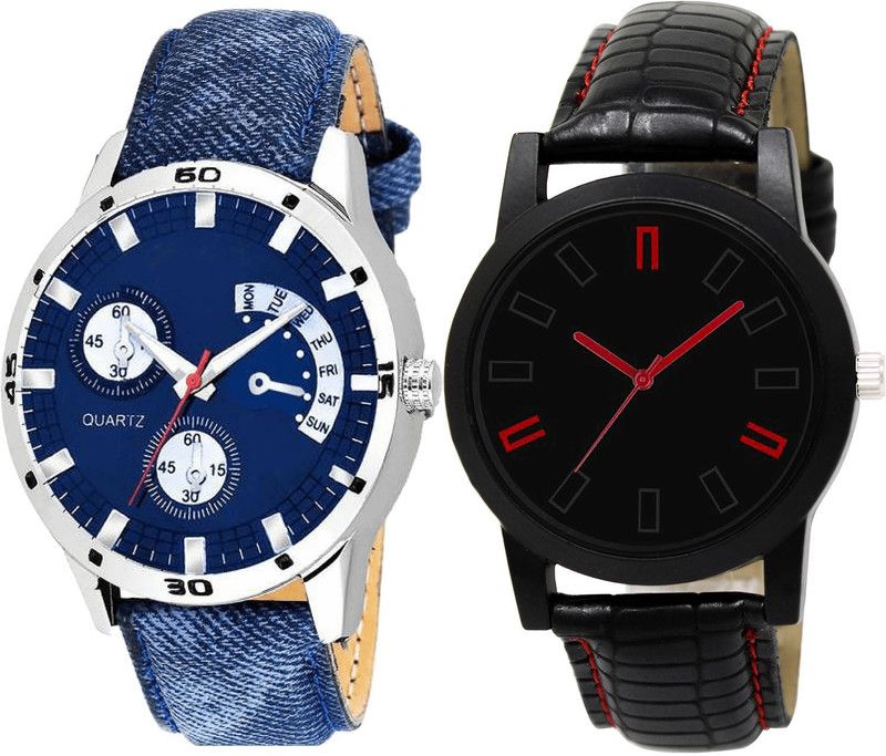 combo watch Analog Watch - For Girls Best Gift Analogue Blue And Black Color Boys And Men Watch - B57-B28 (Combo Of 2 )