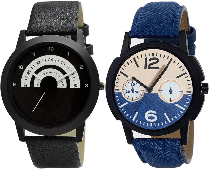 combo watch Analog Watch - For Girls Best Branded Analogue Black And Blue Color Boys And Men Watch - B48-B10 (Combo Of 2 )