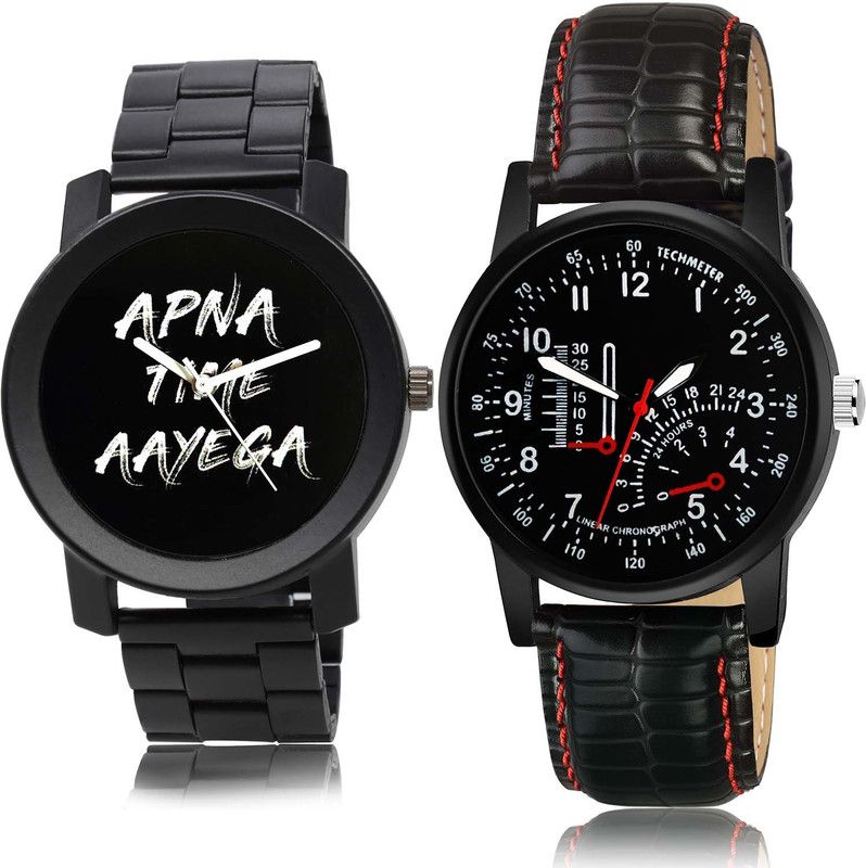 combo watch Analog Watch - For Boys Treading Valentine Apna Time Aayega Chain Watch Black Color Boys And Men Watch - B415-B898 (Combo Of 2)