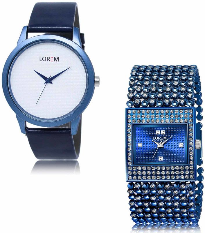 Analog Watch - For Men & Women LR Women LR33-LR290 White-Blue Casual-Square Braclet Combo of 2