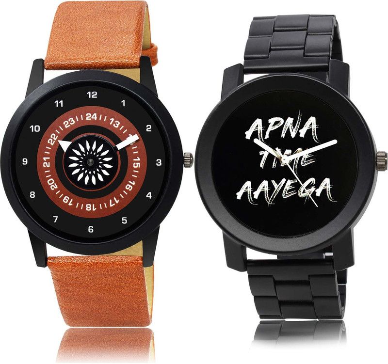 combo watch Analog Watch - For Boys New Luxury Speedometer And Apna Time Aayega Chain Watch Brown And Black Color Boys And Men Watch - B384-B415 (Combo Of 2 )
