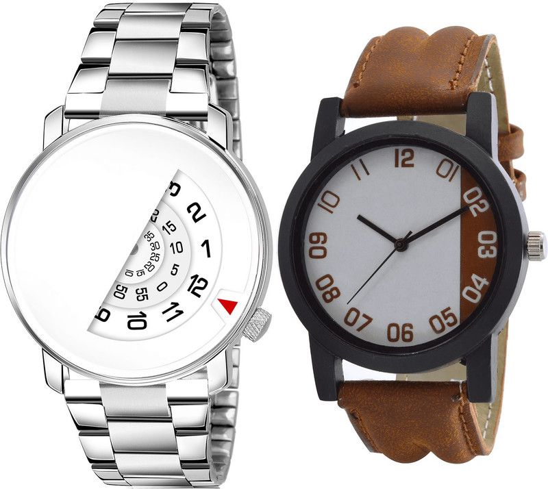 combo watch Hybrid Smartwatch Watch - For Men Treading Quartz Day And Date Analog Silver And Brown Color Boys And Men Watch - BL46.106-B39 (Combo Of 2 )
