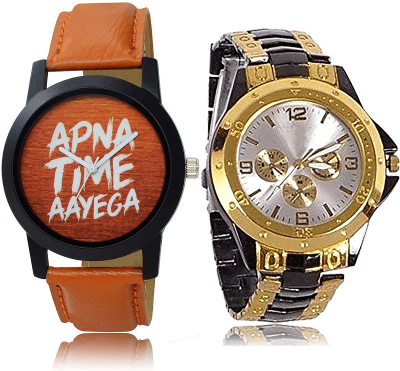 combo watch Analog Watch - For Boys & Girls Treading Fashion Apna Time Aayega And Chain Combo Watch For Boys And Men - BO43-B73