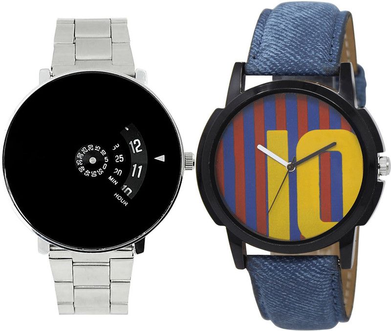 combo watch Analog Watch - For Girls Contemporary Casual Messi Football Analogue Silver And Blue Color Boys And Men Watch - B81-BL46.10 (Combo Of 2 )