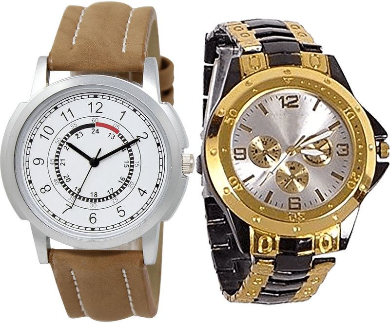 combo watch Analog Watch - For Girls Modish Quartz Analogue Brown And Black Color Boys And Men Watch - BL46.17-B73 (Combo Of 2 )