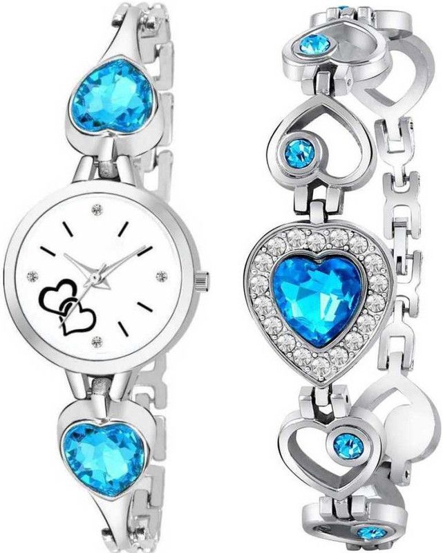 Analog Watch - For Girls New Fancy Designer Heart Looking Girls And Women Bracelet Analog Watch combo - For Girls New Fancy watch & Bracelet For Women & Girls Analog Watch - For Girls