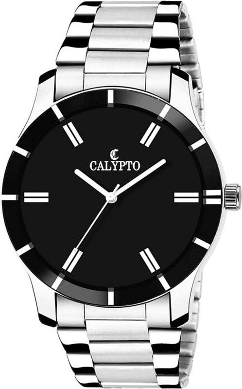 Official Black Color Dial with Silver Color Stainless Steel Chain Wrist Watch For Boys Analog Watch - For Men ST-254