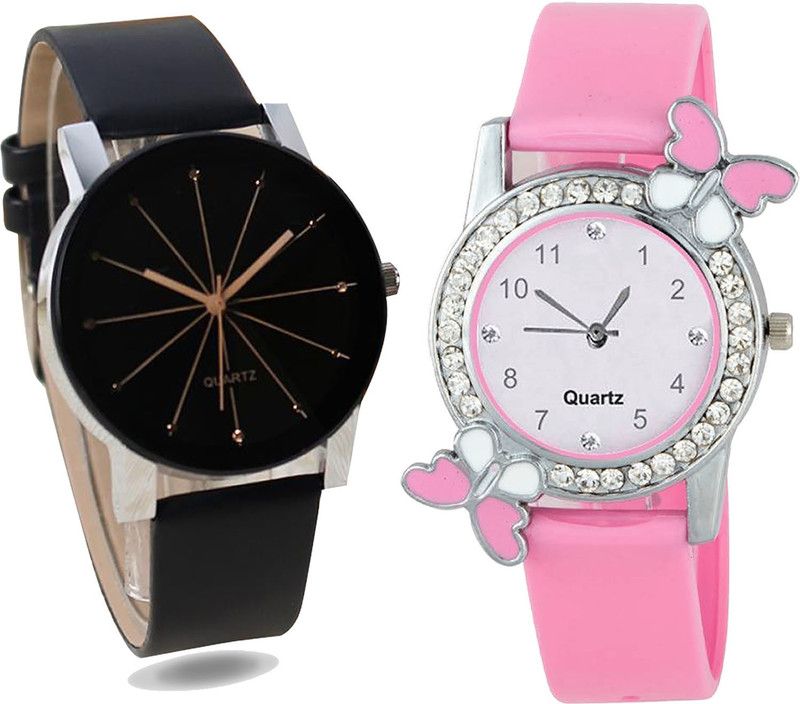 combo watch Analog Watch - For Girls Contemporary Casual Black And Pink Color G174-G99