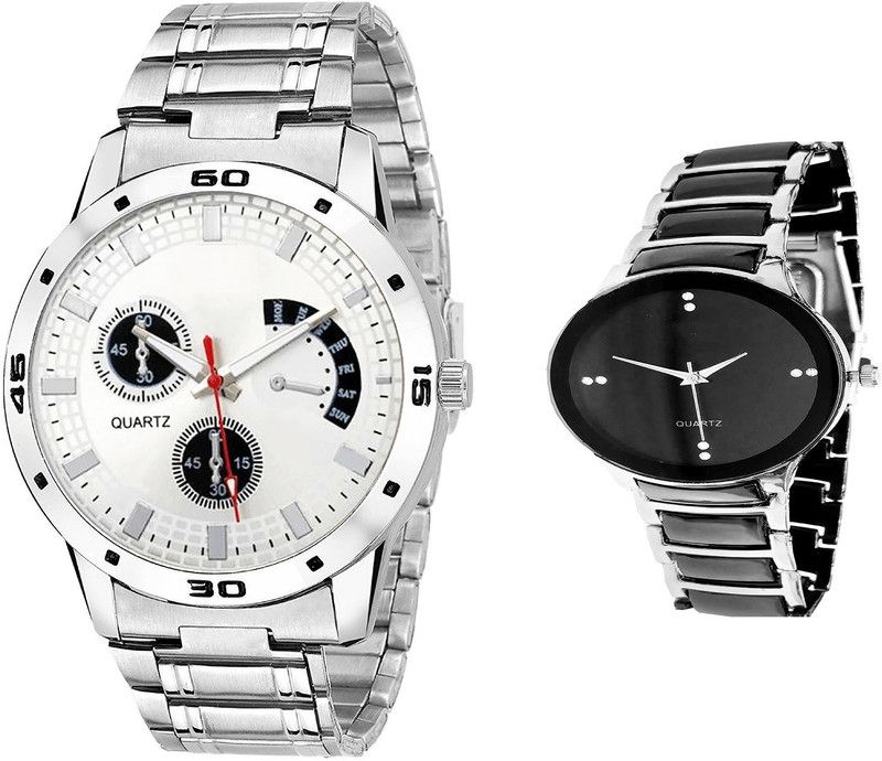 combo watch Analog Watch - For Girls Contemporary Party Wedding Analogue Silver And Black Color Boys And Men Watch - B85-B68 (Combo Of 2 )