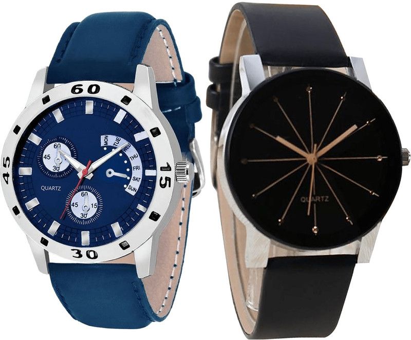 combo watch Analog Watch - For Girls Brand New Rich Analogue Blue And Black Color Boys And Men Watch - B56-B51 (Combo Of 2 )