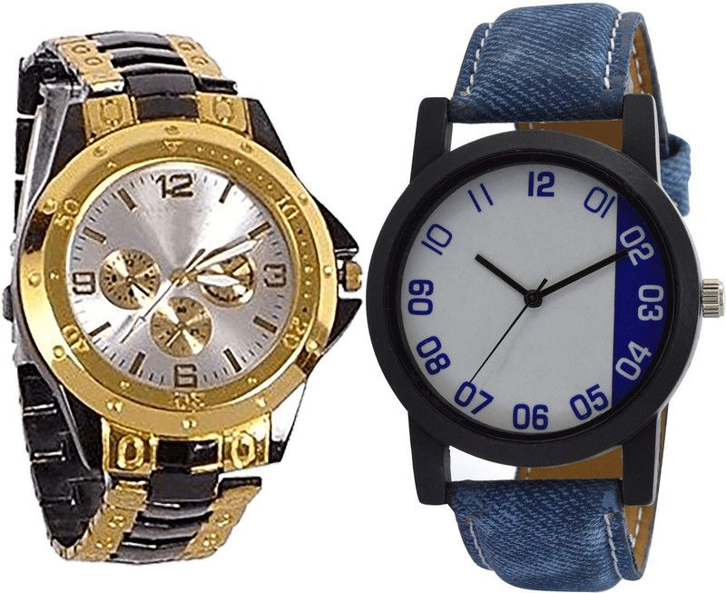 combo watch Analog Watch - For Girls Best Fashionable Analogue Black And Blue Color Boys And Men Watch - B73-B40 (Combo Of 2 )