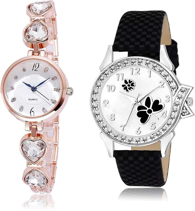 combo watch Analog Watch - For Girls Best Luxury Love Heart And Flower Combo Watch For Girls And Women - G443-G126